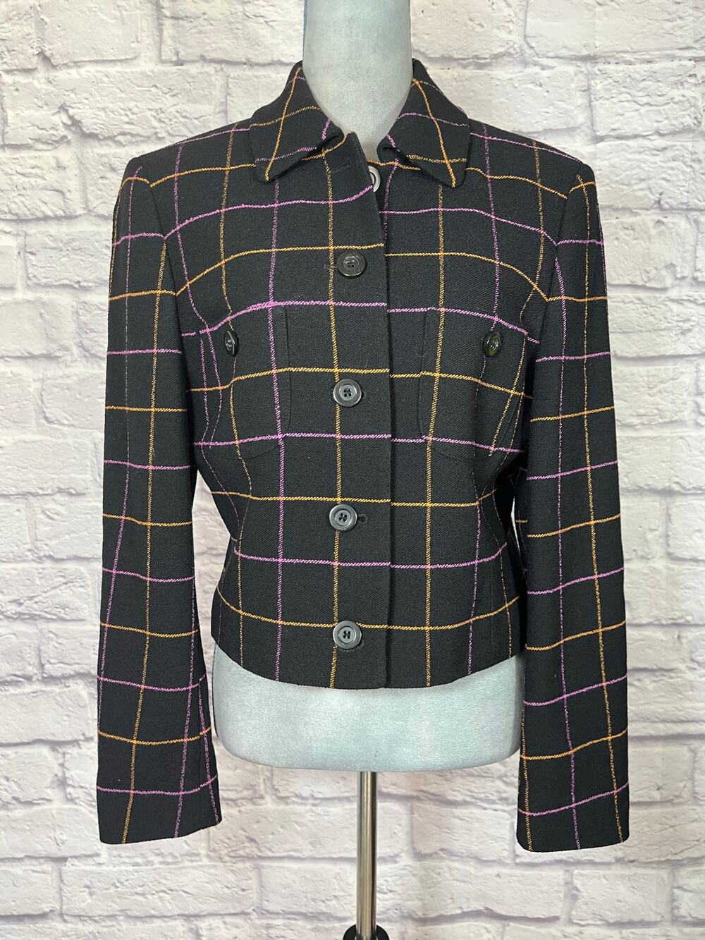 Vintage Laurel by Escada Wool Blend Contemporary Cropped Blazer Jacket